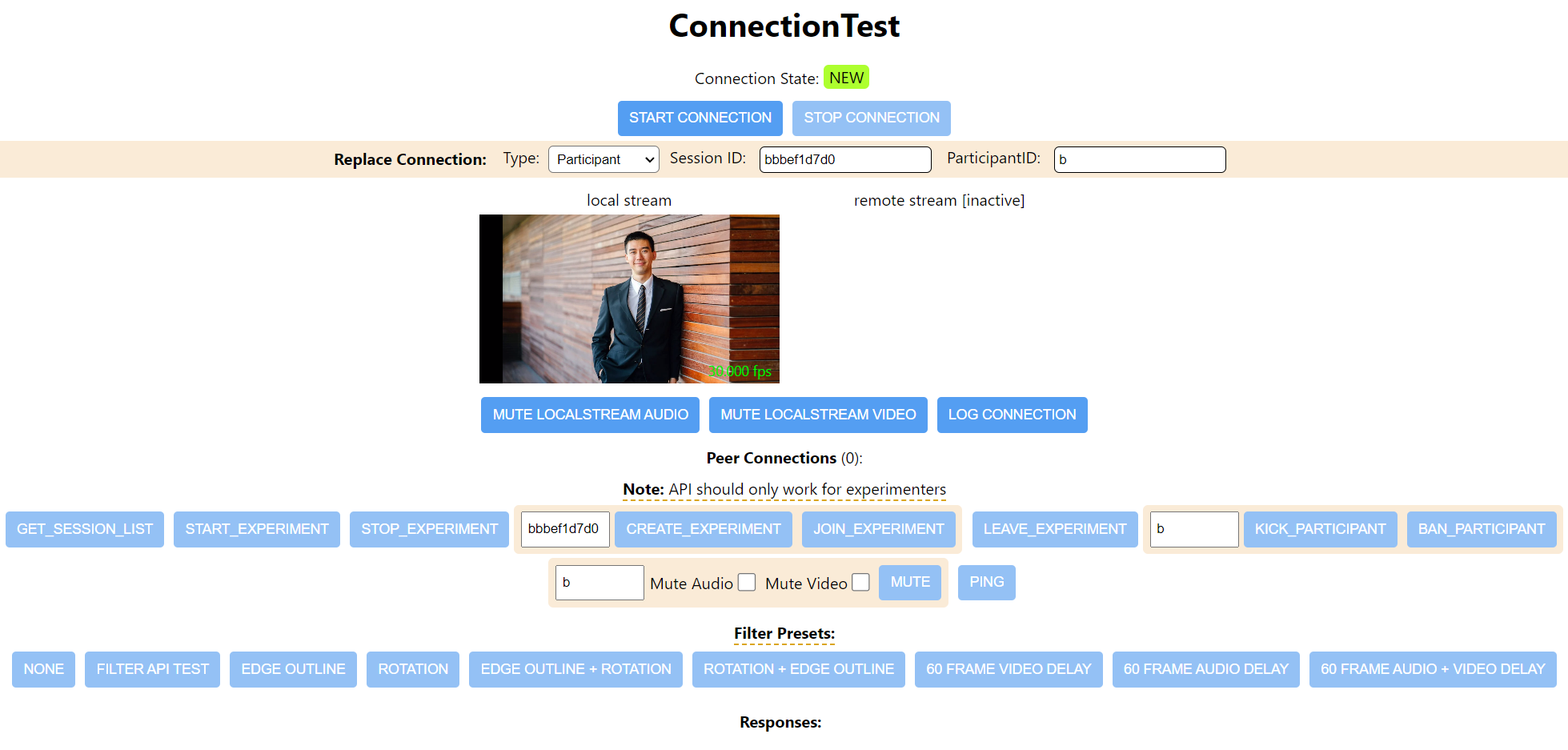 Connection Test Page After Connecting